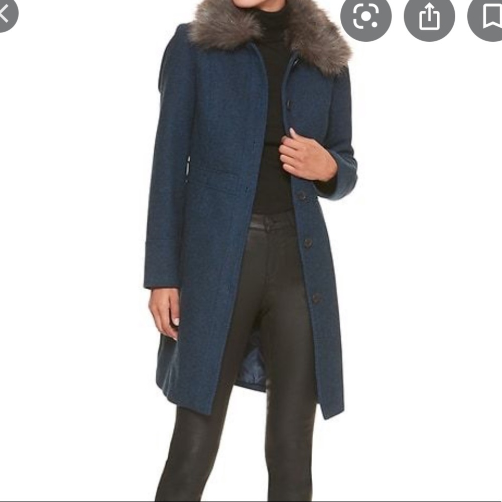 Banana Republic wool coat with faux fur collar